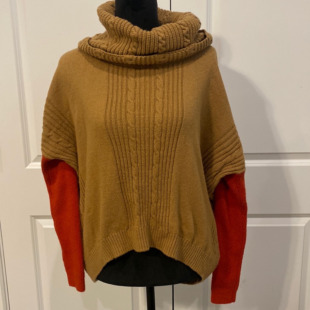 Angeleno Block Color Sleeves Mustard Color Over size Cottagecore sweater